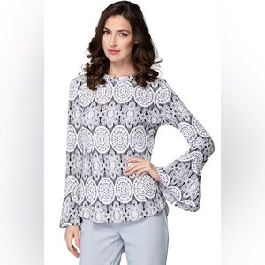 Gorgeous Joseph Ribkoff Lace Print Knit Blouse